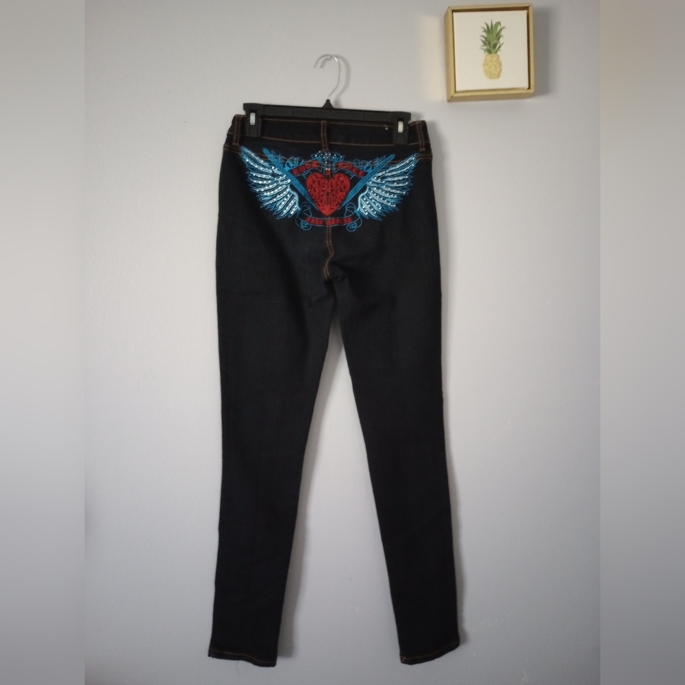 Women's skinny  Jeans Impression  size 7 Embroidery Bag Pockets Good New Out Tag